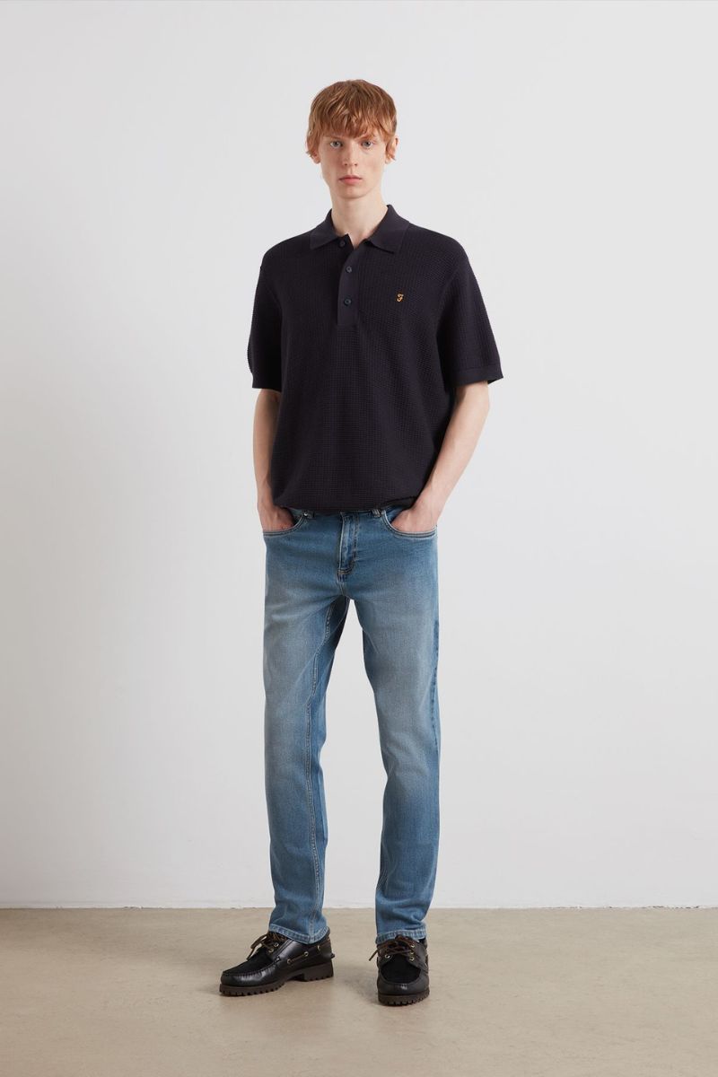Farah Thornley Knitted Polo Navy