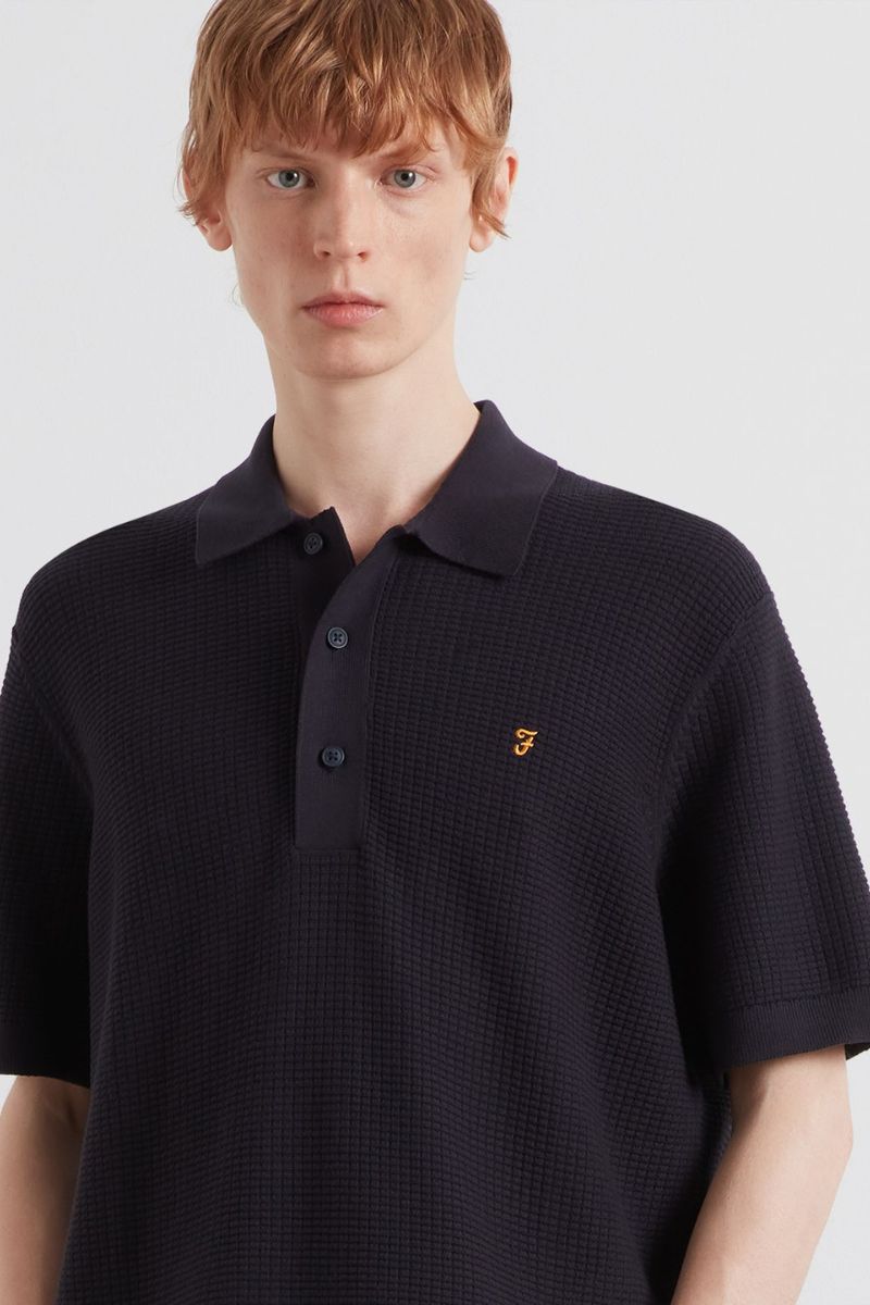 Farah Thornley Knitted Polo Navy