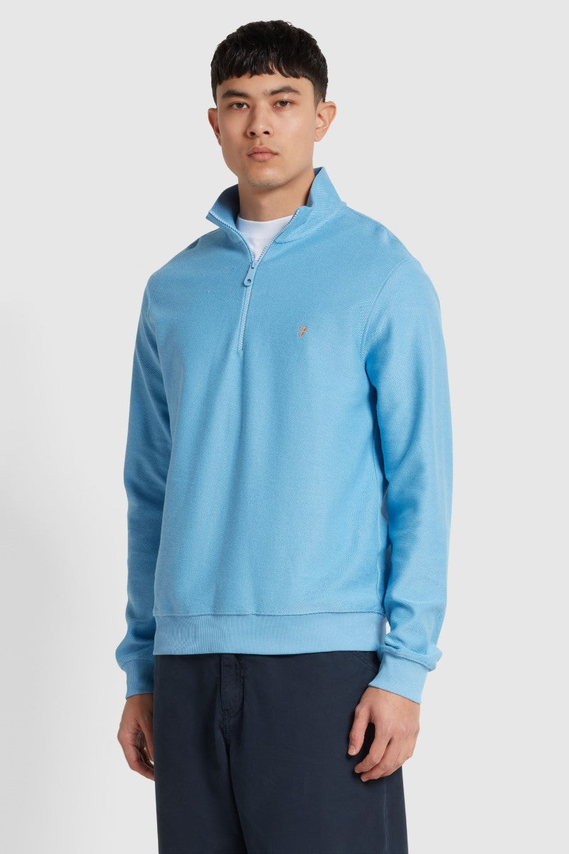 Farah Weah Twill 1/2 Zip Arctic Blue