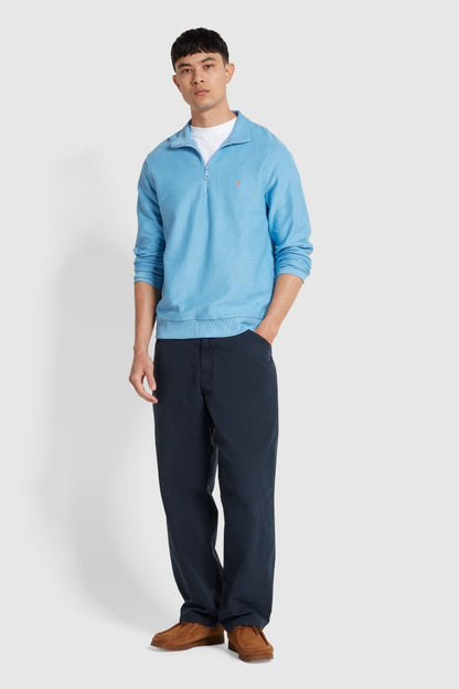 Farah Weah Twill 1/2 Zip Arctic Blue