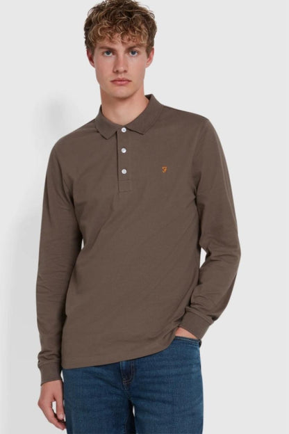 Farah Long Sleeve Blanes Poloshirt Mushroom