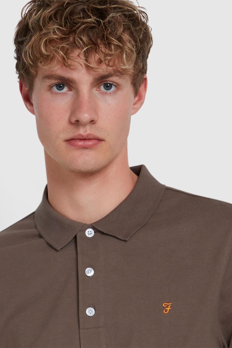 Farah Long Sleeve Blanes Poloshirt Mushroom