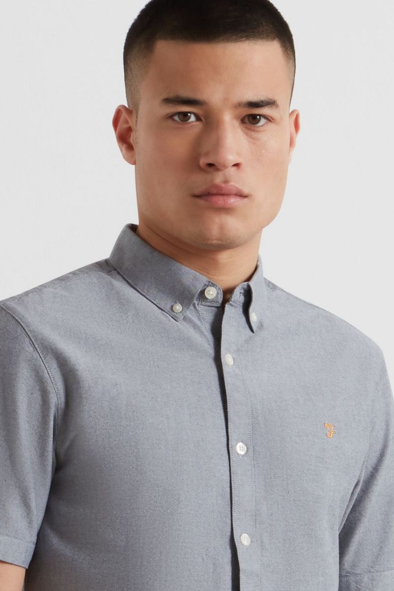 Farah Brewer Short Sleeve Shirt White Navy