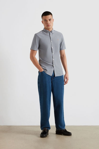 Farah Brewer Short Sleeve Shirt White Navy
