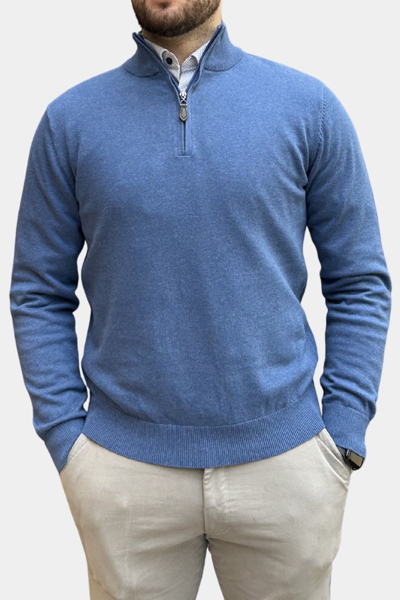Gilded Gentlemen Harold 1/4 Zip Denim Ocean