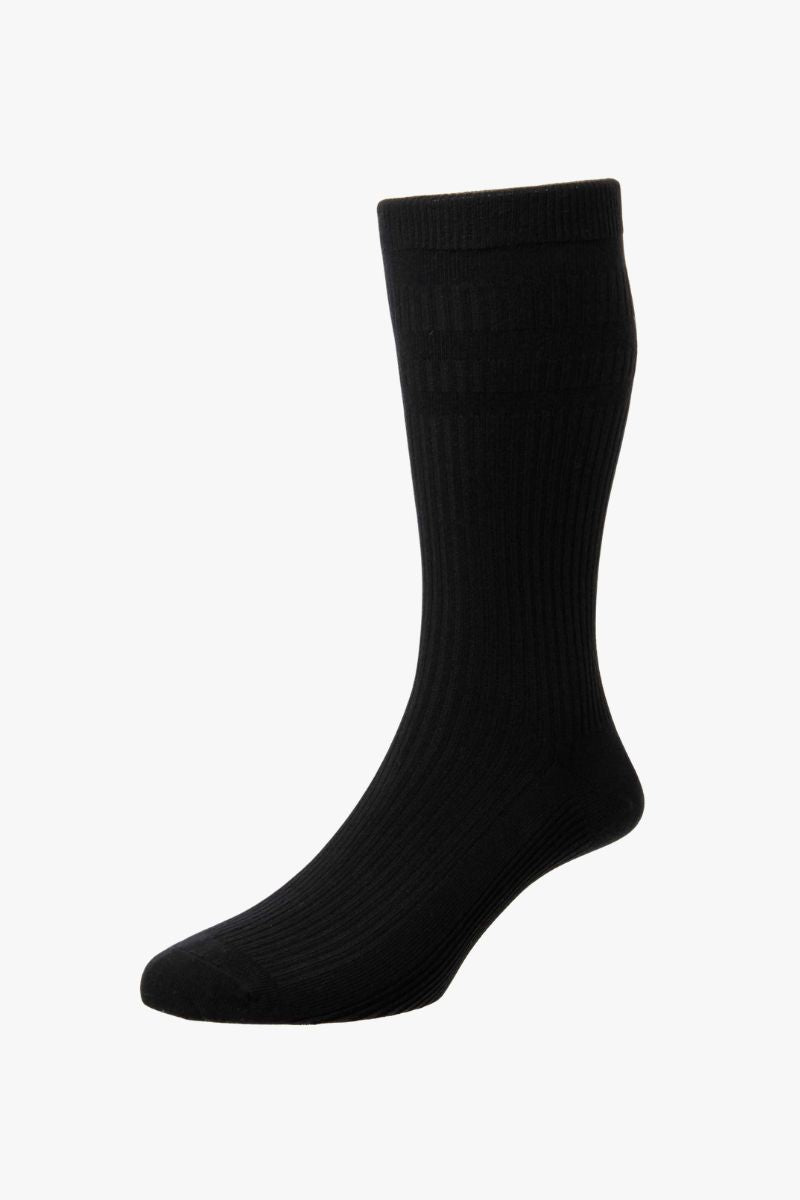 HJ Cotton Soft Top Socks Black