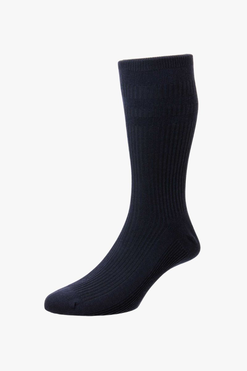 HJ Cotton Soft Top Socks Navy