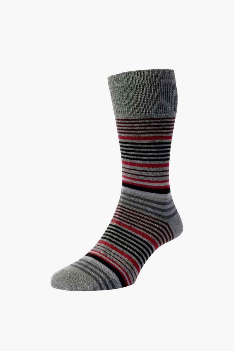HJ Grad Stripe Comfort Socks Light Grey