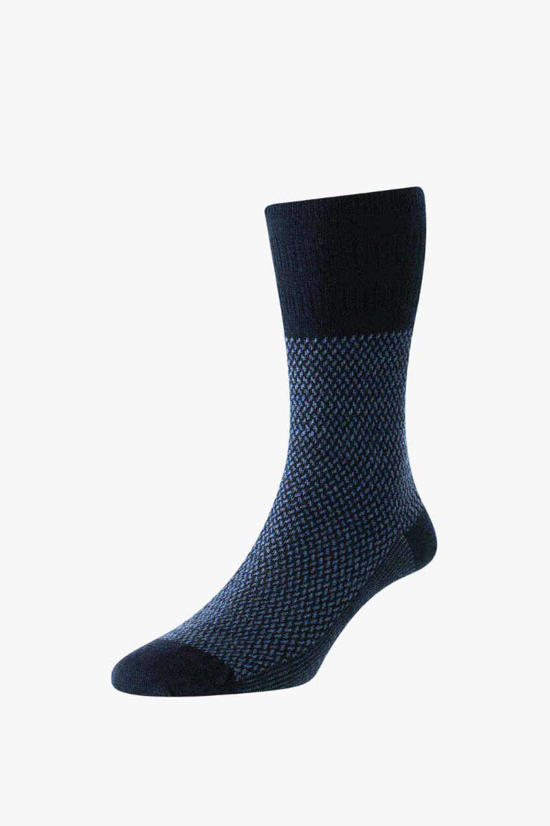 HJ Jacquard Wool Socks Navy