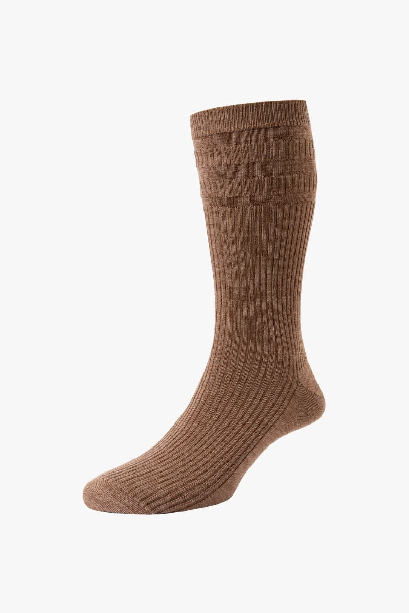 HJ Wool Soft Top Sock Camel