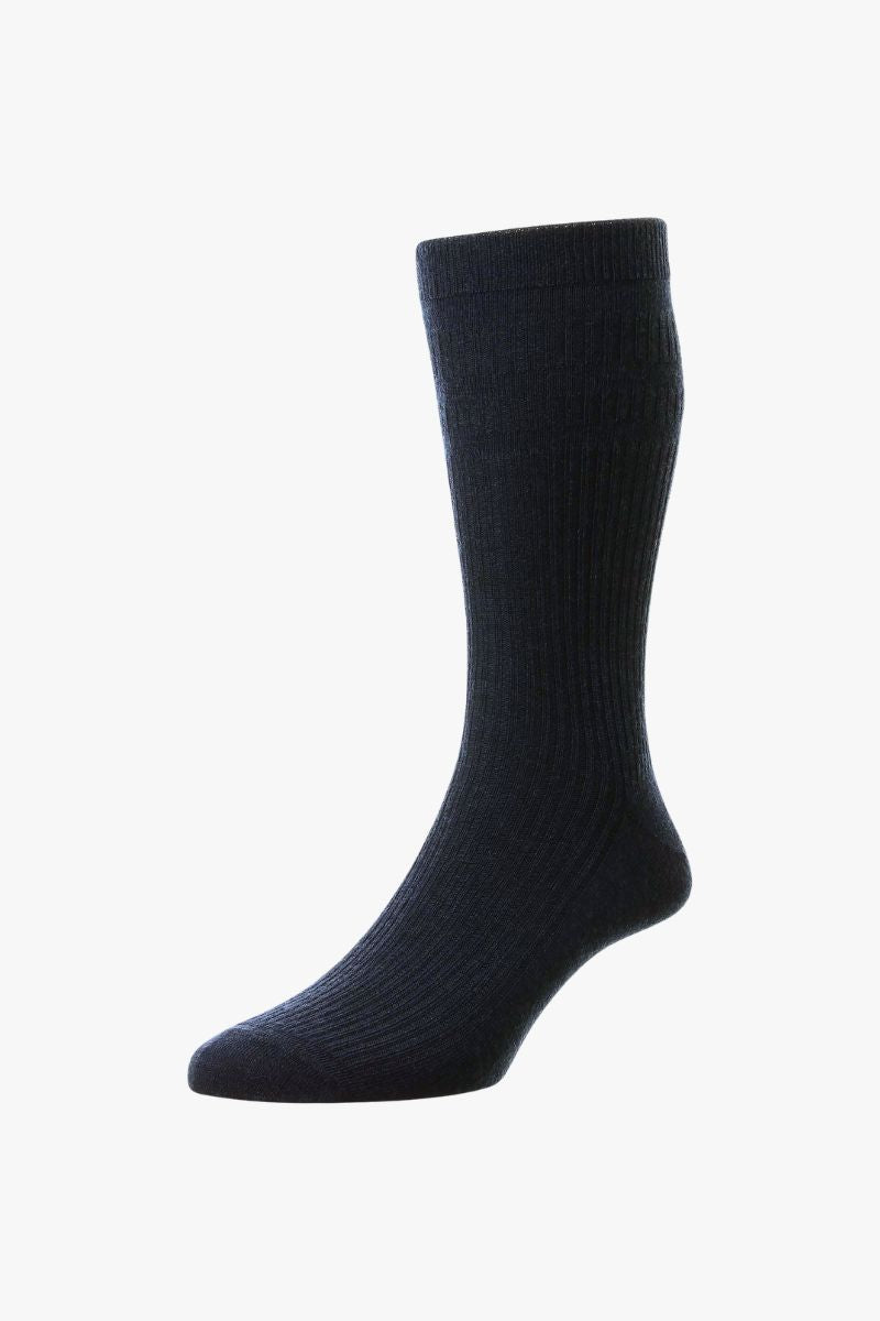 HJ Wool Soft Top Sock Navy
