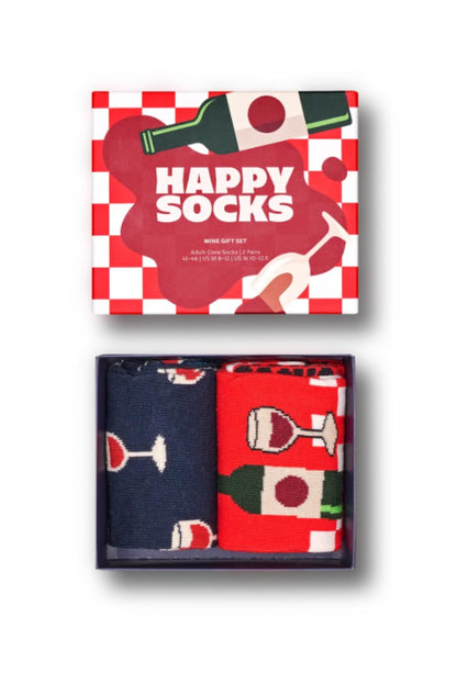 Happy Sock 2 Pack Wine Gift Box