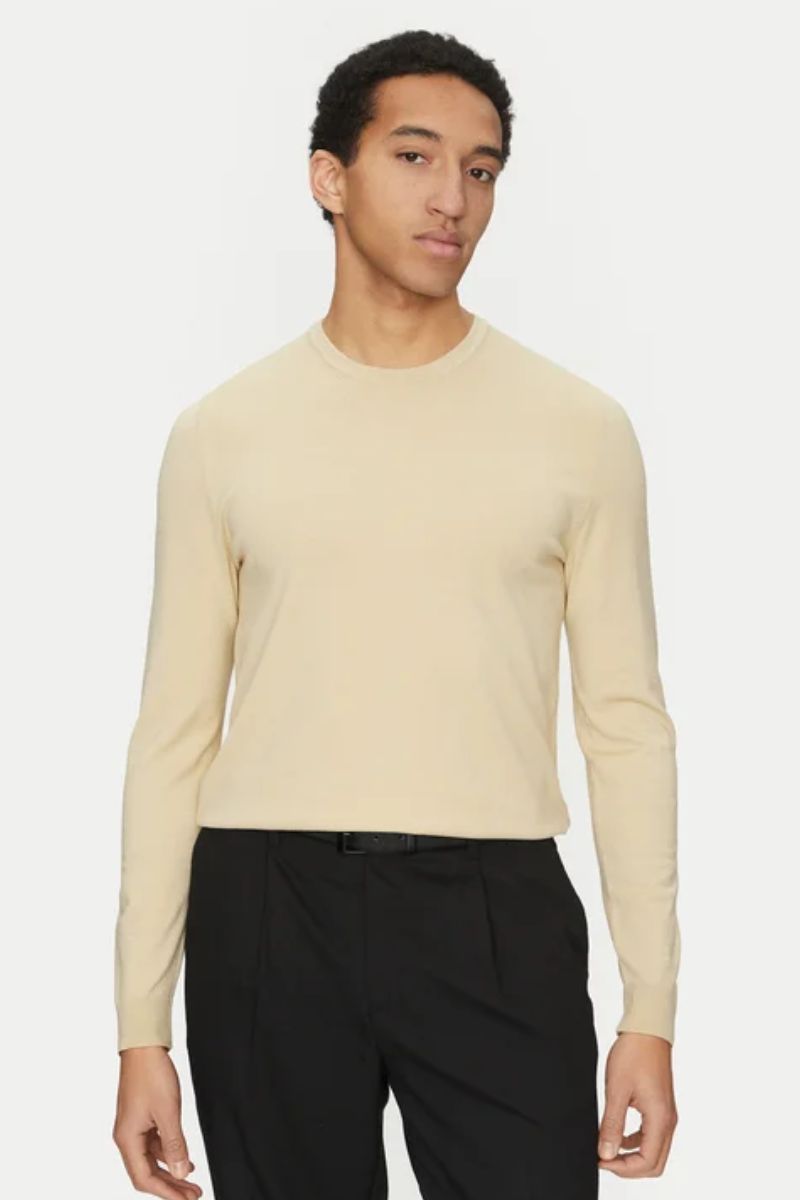 Hugo Boss San Cody-Cv O Neck Open Beige