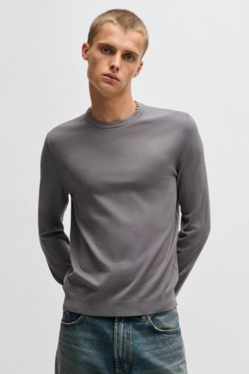 Hugo Boss San Cody-Cv O Neck Open Grey