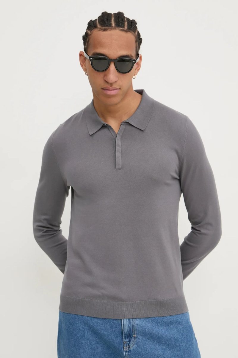 Hugo Boss San Pippo-CV Knit Polo Grey