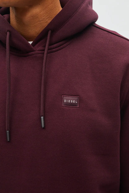 Diesel H26610MO Julian Regular Fit Organic Cotton Hoodie Deep Burgundy