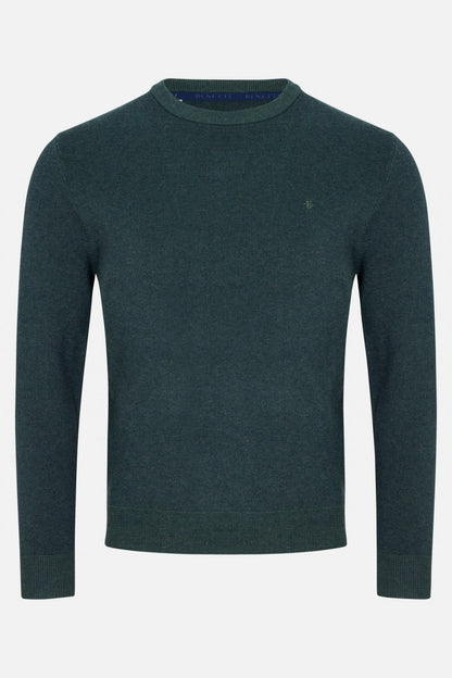 Benetti Julius Regular Fit Cotton Blend Crew Neck Jumper Forest