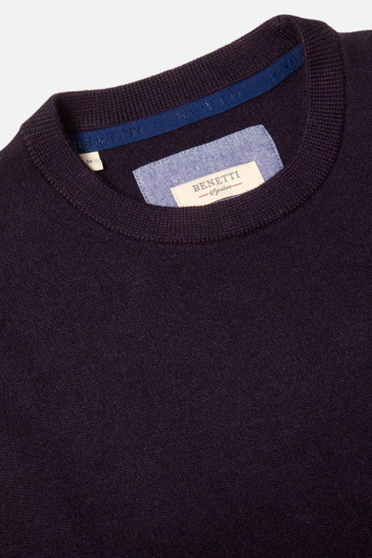 Benetti Julius Regular Fit Cotton Blend Crew Neck Jumper Plum