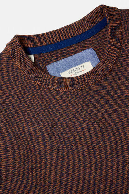 Benetti Julius Regular Fit Cotton Blend Crew Neck Jumper Rust