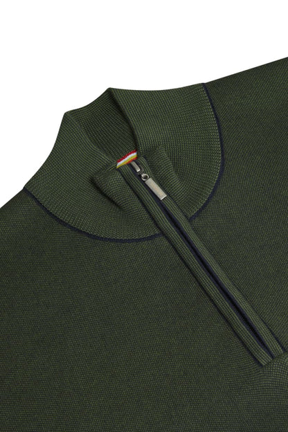 Benetti Julius Regular Fit Cotton Blend Quarter Zip Jumper Forest