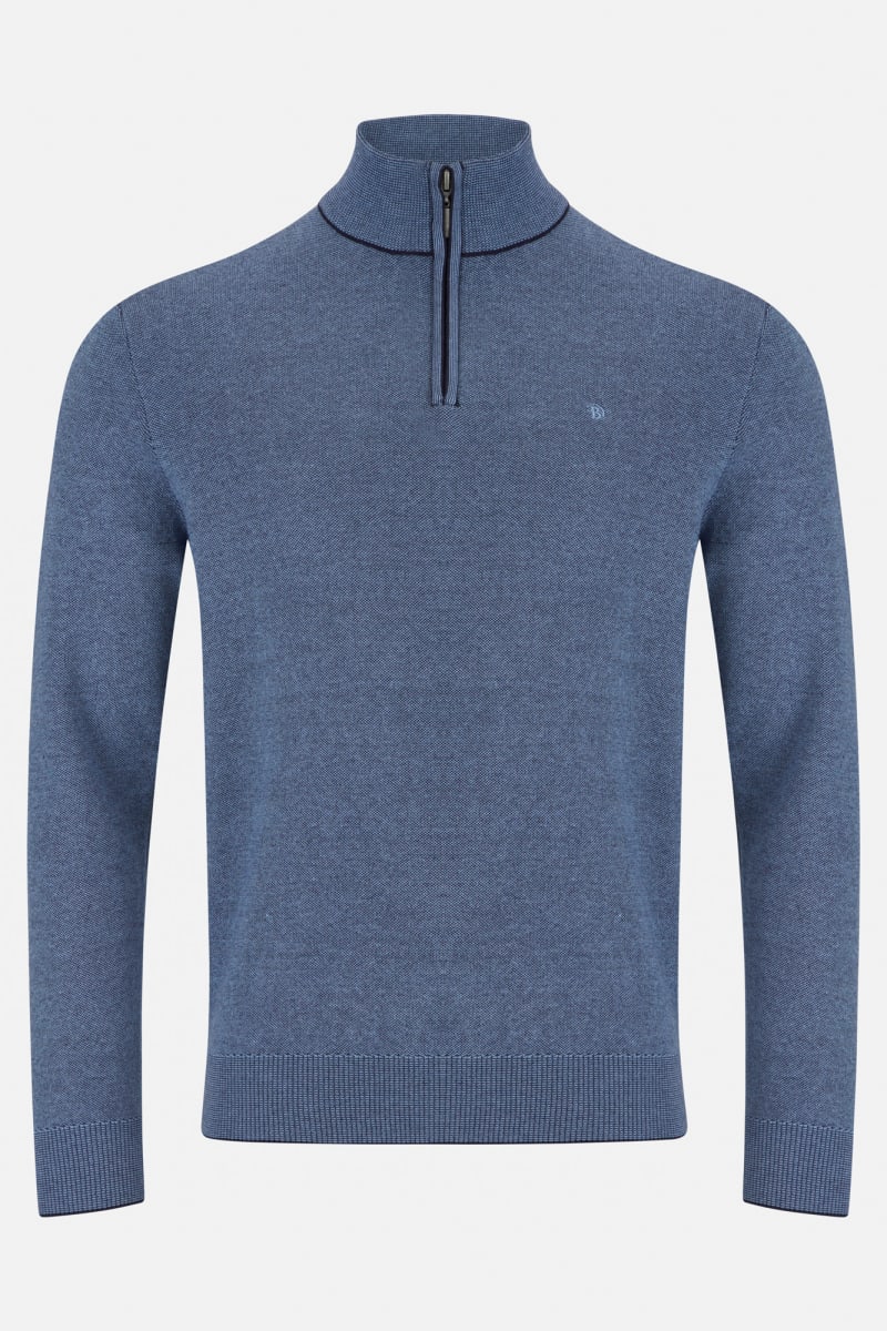 Benetti Julius Regular Fit Cotton Blend Quarter Zip Jumper Smoke