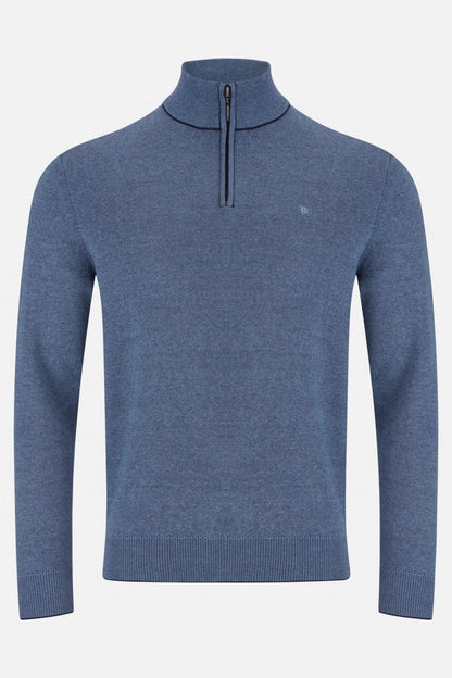 Benetti Julius Regular Fit Cotton Blend Quarter Zip Jumper Smoke