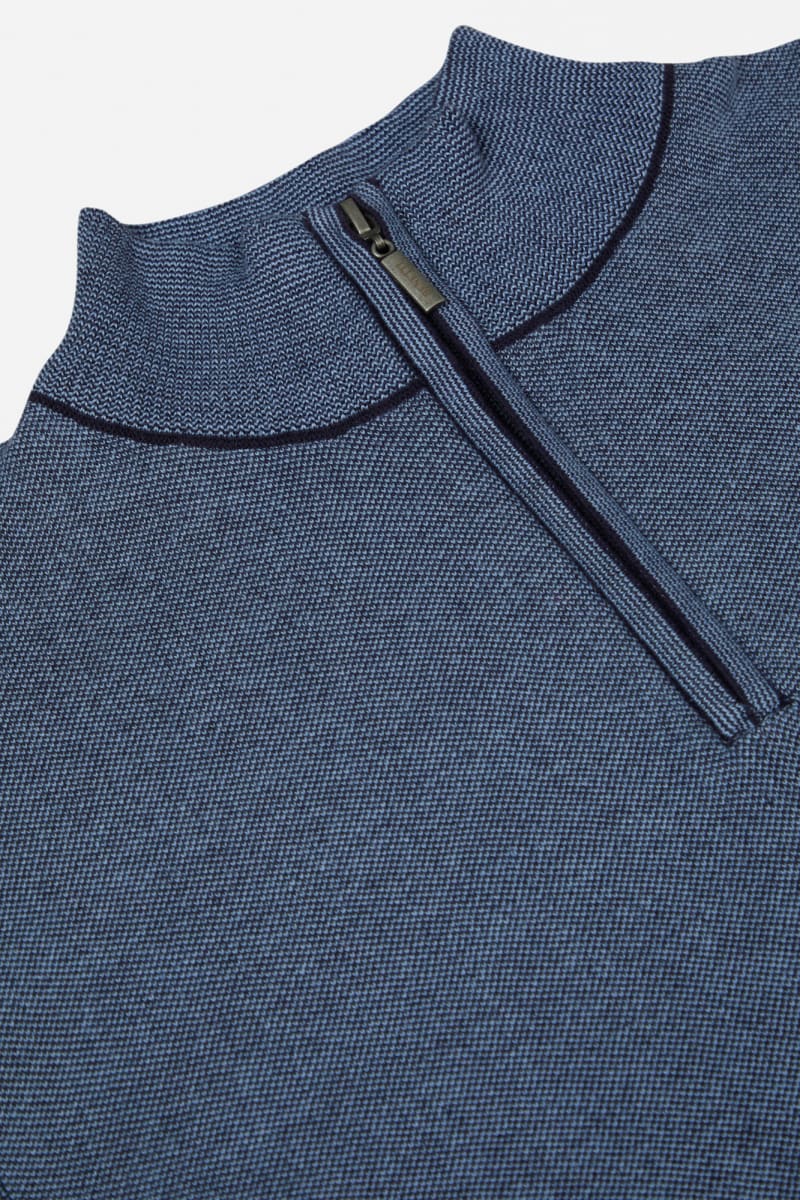 Benetti Julius Regular Fit Cotton Blend Quarter Zip Jumper Smoke