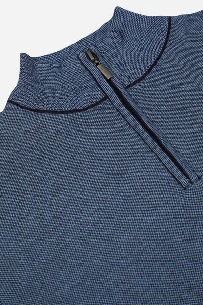 Benetti Julius Regular Fit Cotton Blend Quarter Zip Jumper Smoke