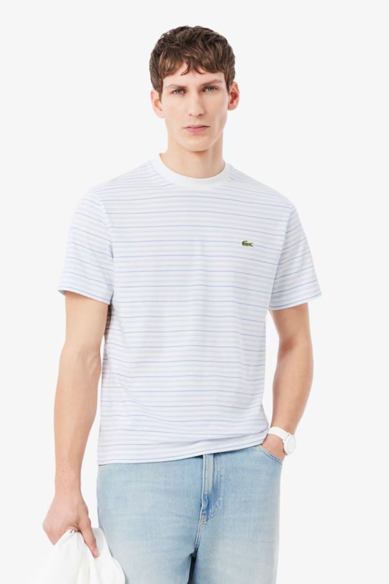 Lacoste 0874 Stripe T-Shirt Blue White