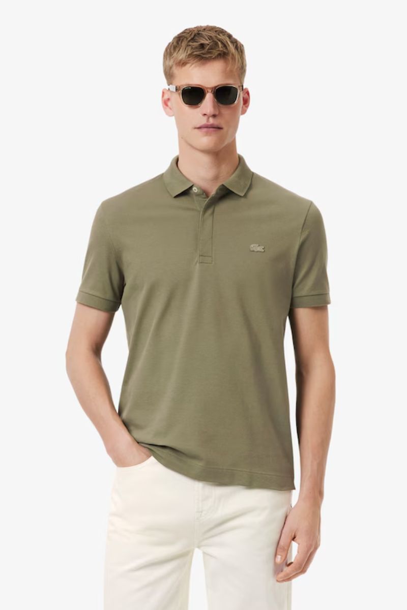 Lacoste Regular Fit Paris Stretch Piqué Polo Shirt Khaki
