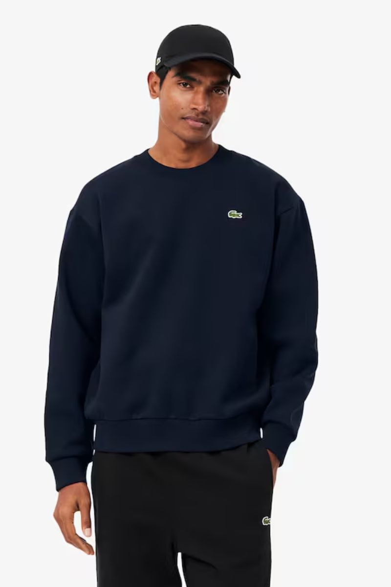 Lacoste Classic Fit Cotton Fleece Crew Neck Navy Blue