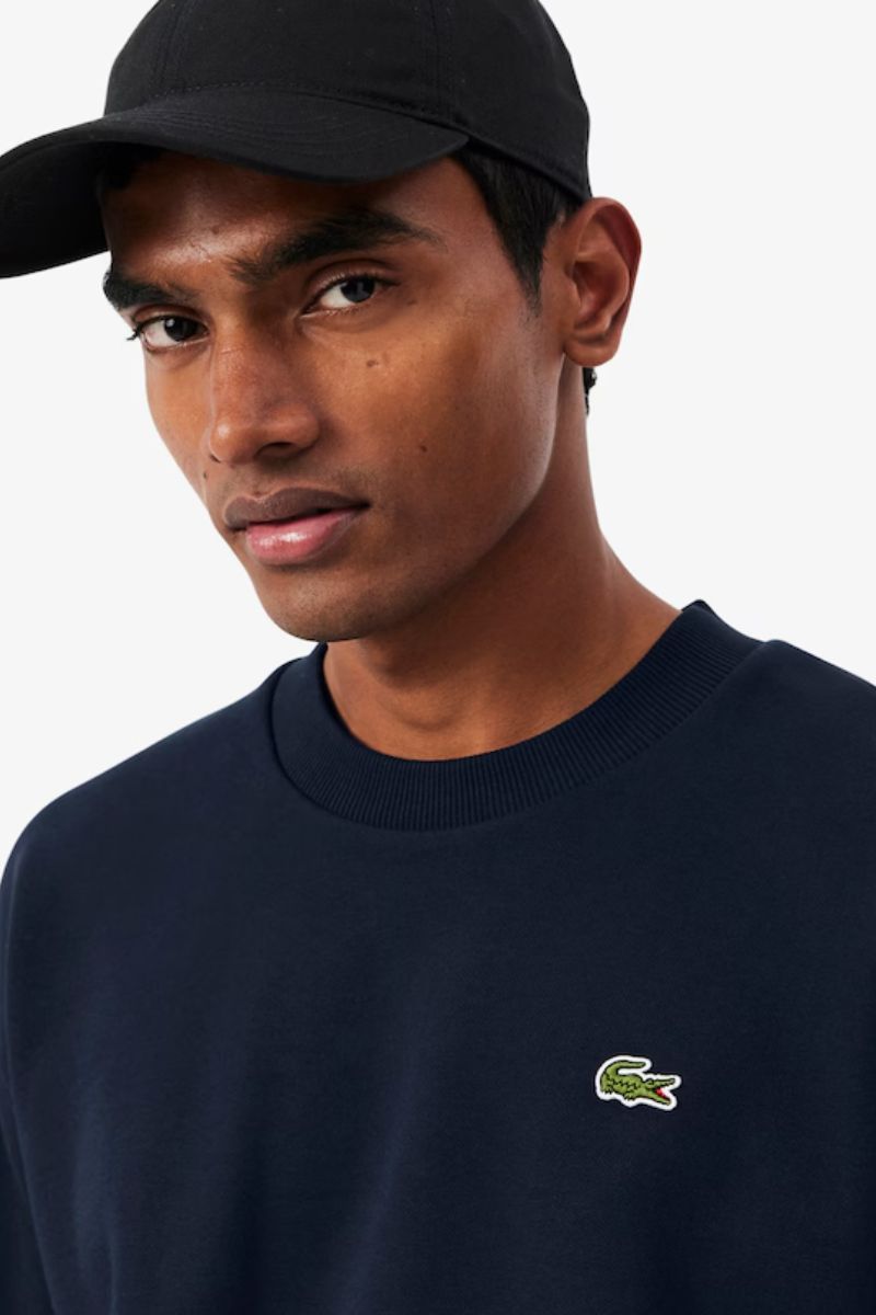 Lacoste Classic Fit Cotton Fleece Crew Neck Navy Blue