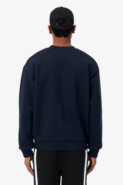 Lacoste Classic Fit Cotton Fleece Crew Neck Navy Blue