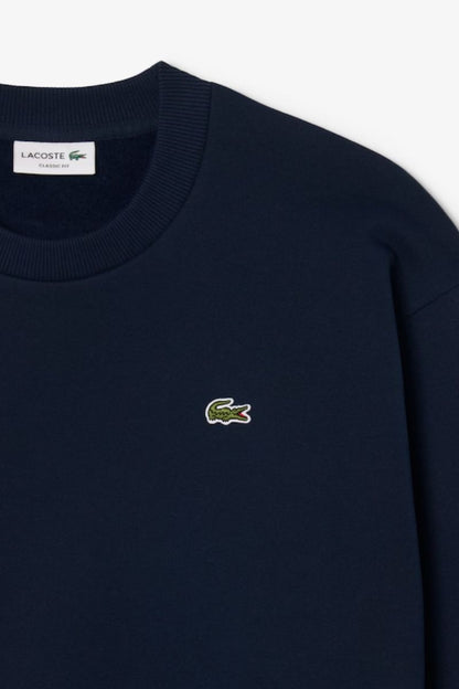Lacoste Classic Fit Cotton Fleece Crew Neck Navy Blue