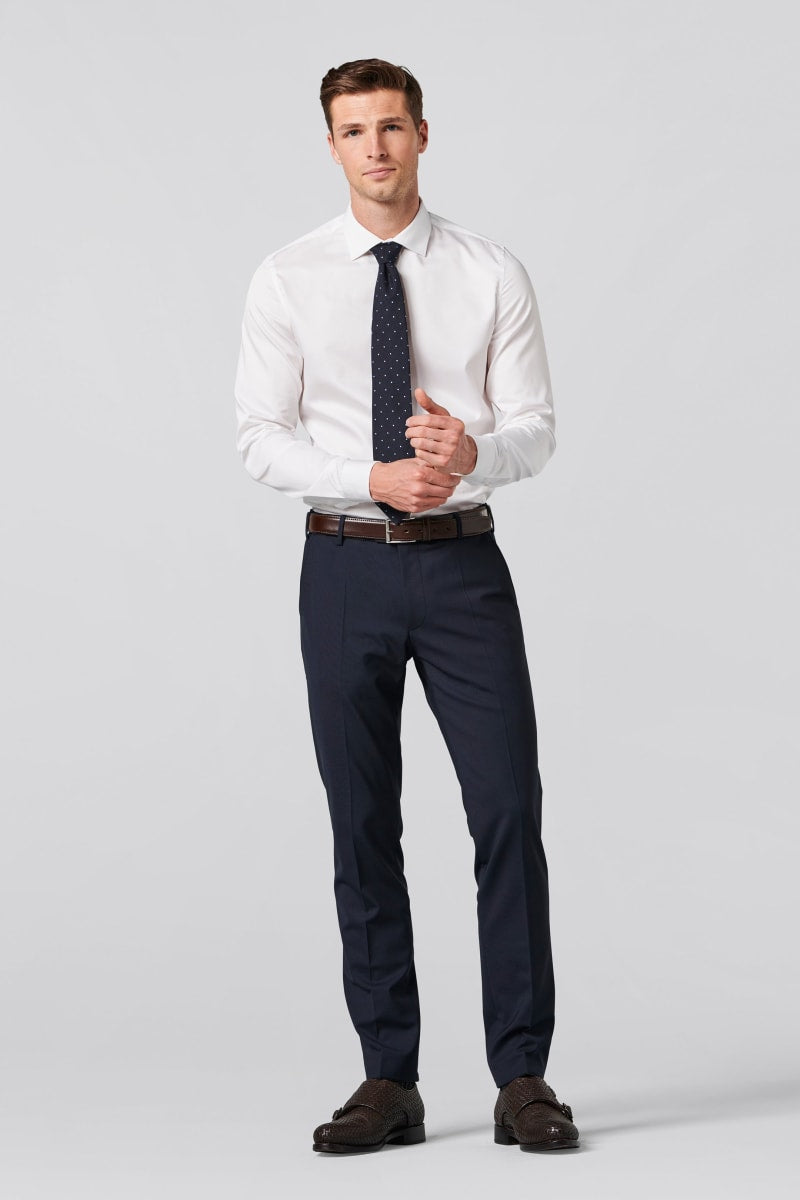 Meyer 9-344 Oslo Tropical Wool Trousers Navy