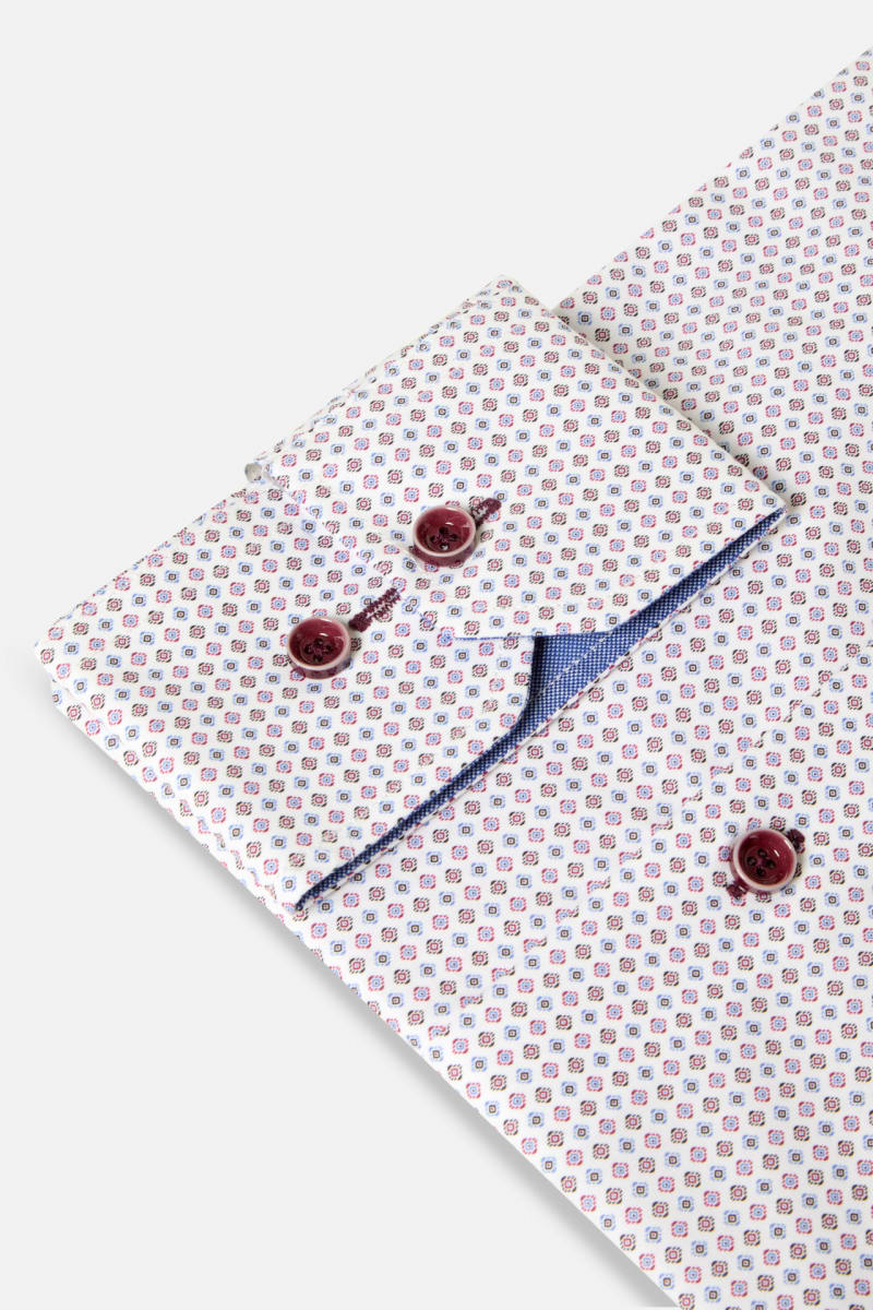 Benetti Alex Modern Fit Geometric Print Shirt Red