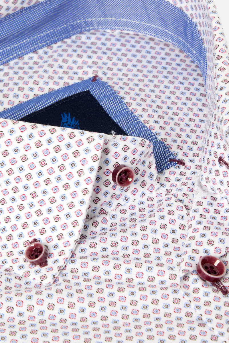 Benetti Alex Modern Fit Geometric Print Shirt Red