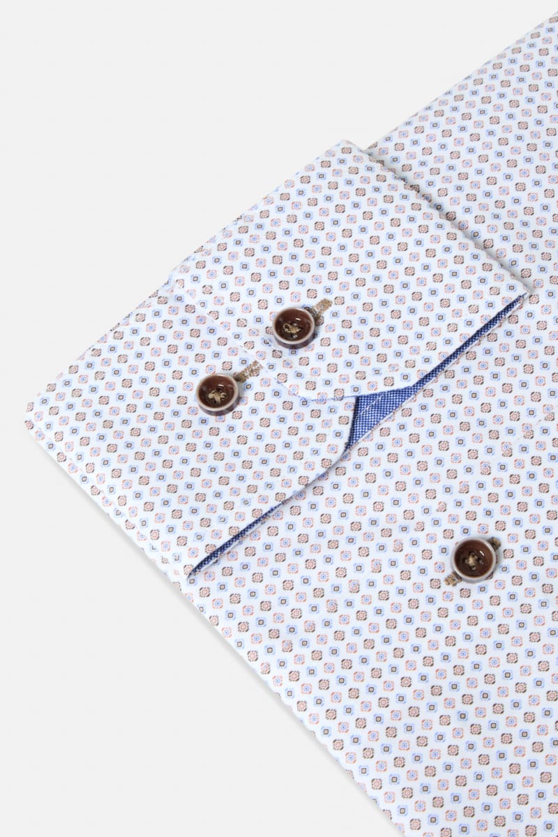 Benetti Alex Modern Fit Geometric Print Shirt Rust