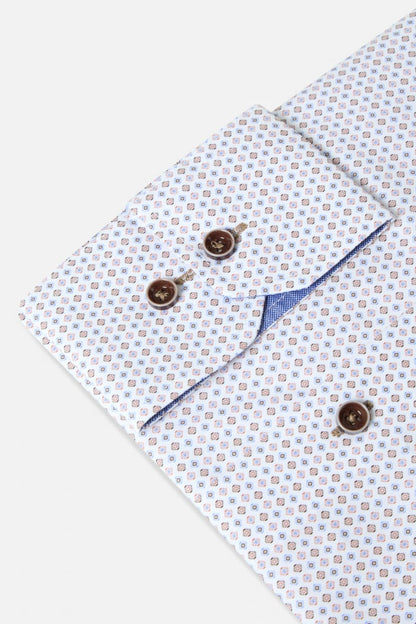 Benetti Alex Modern Fit Geometric Print Shirt Rust