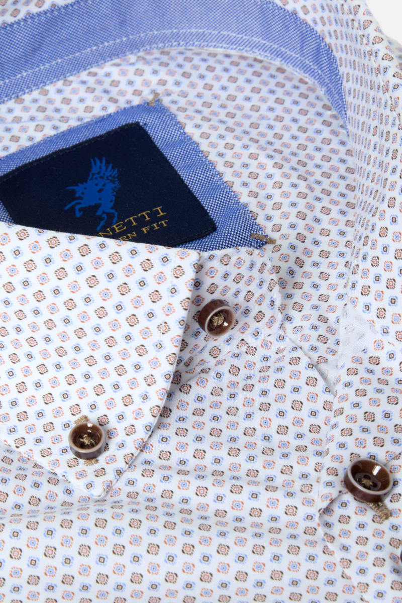 Benetti Alex Modern Fit Geometric Print Shirt Rust