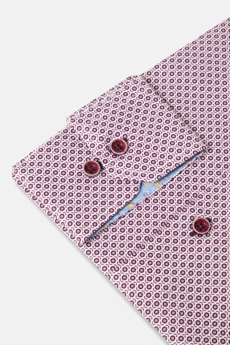 Benetti Carlos Modern Fit Geometric Print Shirt Plum