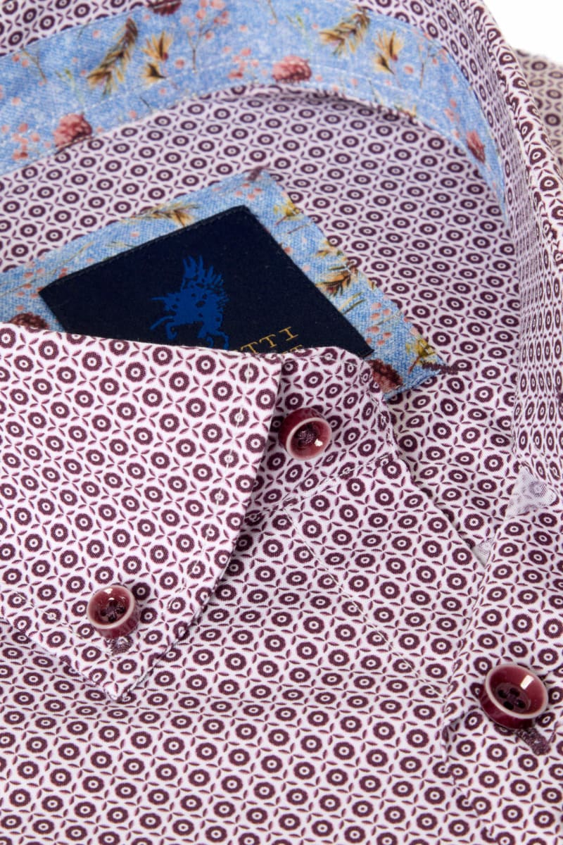 Benetti Carlos Modern Fit Geometric Print Shirt Plum