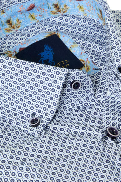 Benetti Carlos Modern Fit Geometric Print Shirt Navy