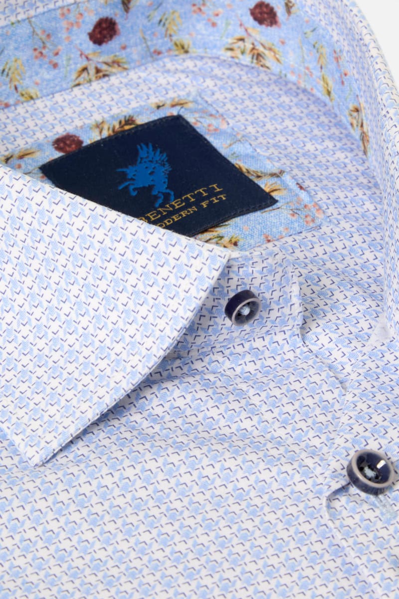 Benetti Delta Modern Fit Geometric Print Shirt Sky