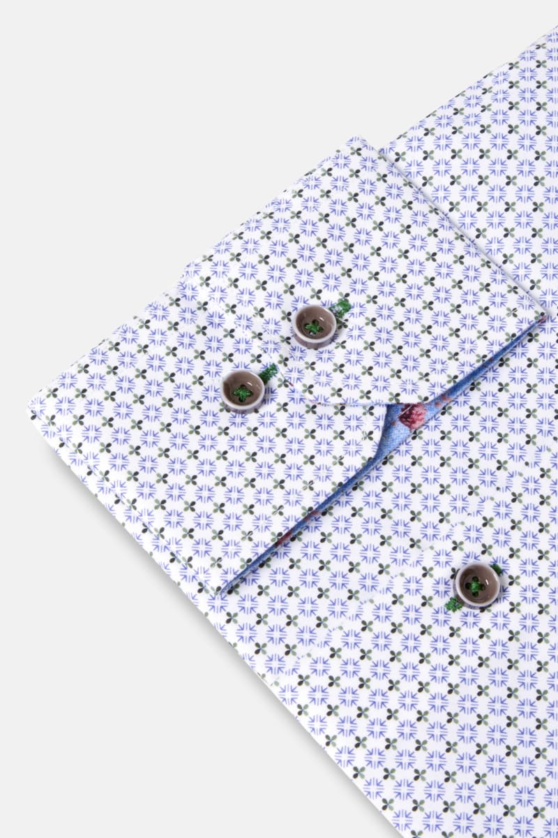 Benetti London Modern Fit Geometric Print Shirt Forest