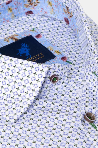 Benetti London Modern Fit Geometric Print Shirt Forest