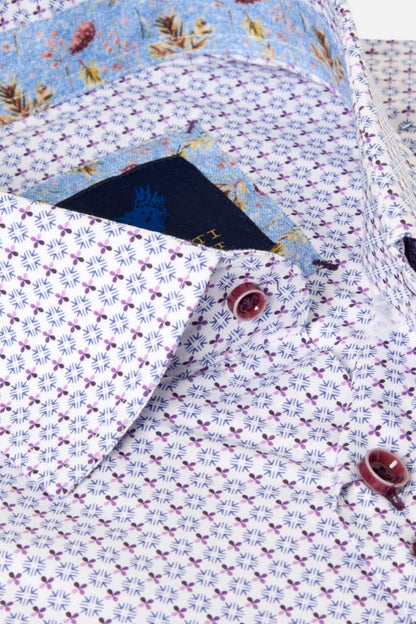 Benetti London Modern Fit Geometric Print Shirt Lilac