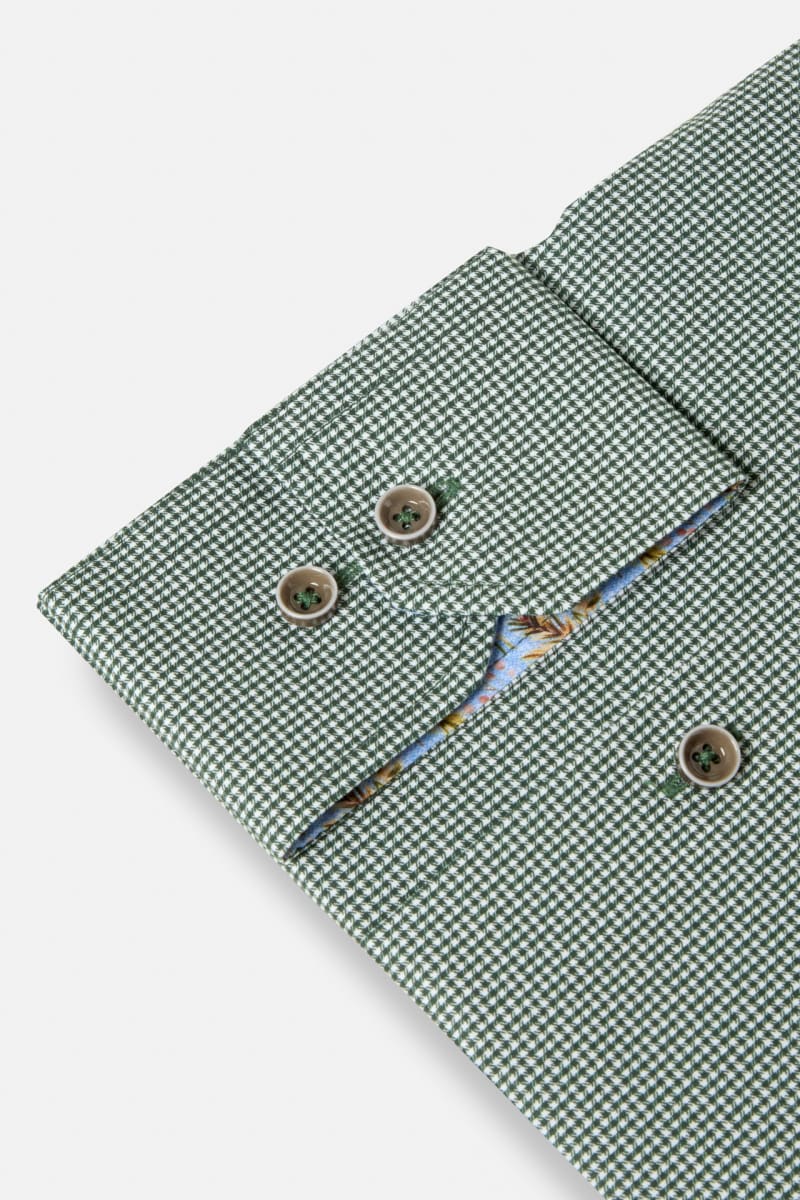 Benetti Riga Modern Fit Micro Check Shirt Forest