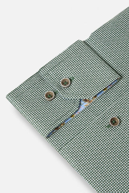Benetti Riga Modern Fit Micro Check Shirt Forest