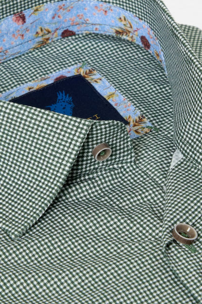 Benetti Riga Modern Fit Micro Check Shirt Forest